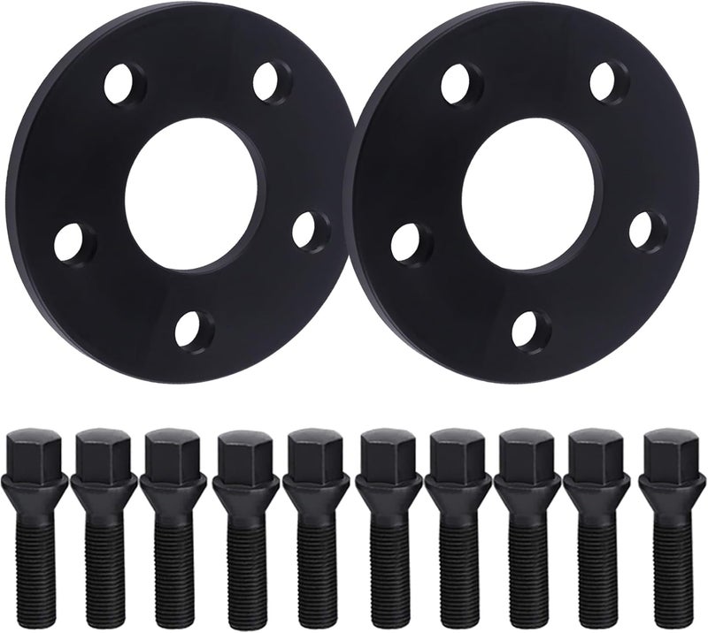 DCVAMOUS 2PC Black 5x112 Wheel Spacers Hubcentric 12mm 66.56 Bore with 14x1.25 Bolts (45mm Shank Cone Seat) Compatible with BMW-Mini 5 Lug 2016+ X1 | 2018+ X2 X3 | 2019+ X4 X5 | 2020+ X6 X7 GR Supra - Image 1